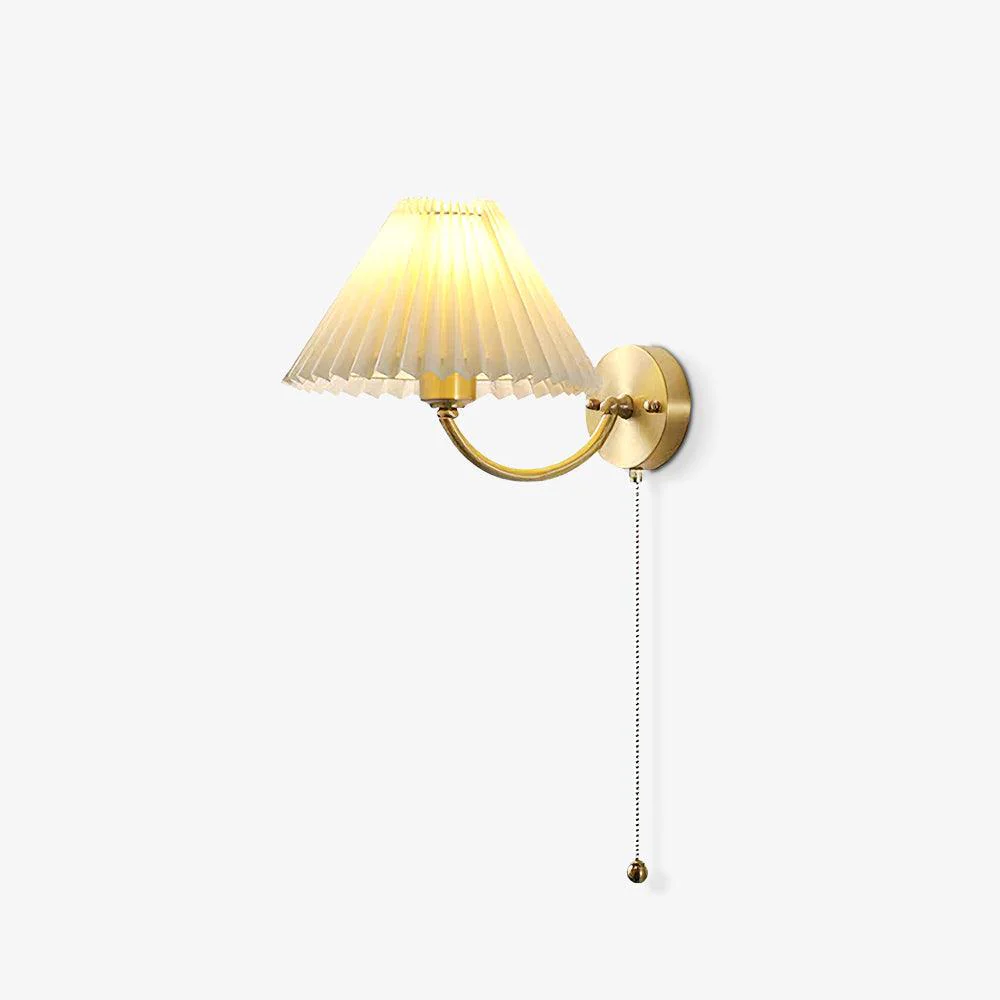 Abbotswell Elegance Pleated Brass Fabric Wall Lamp - Image 11