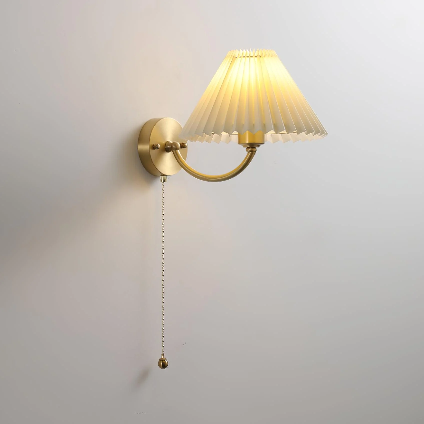 Abbotswell Elegance Pleated Brass Fabric Wall Lamp - Image 15