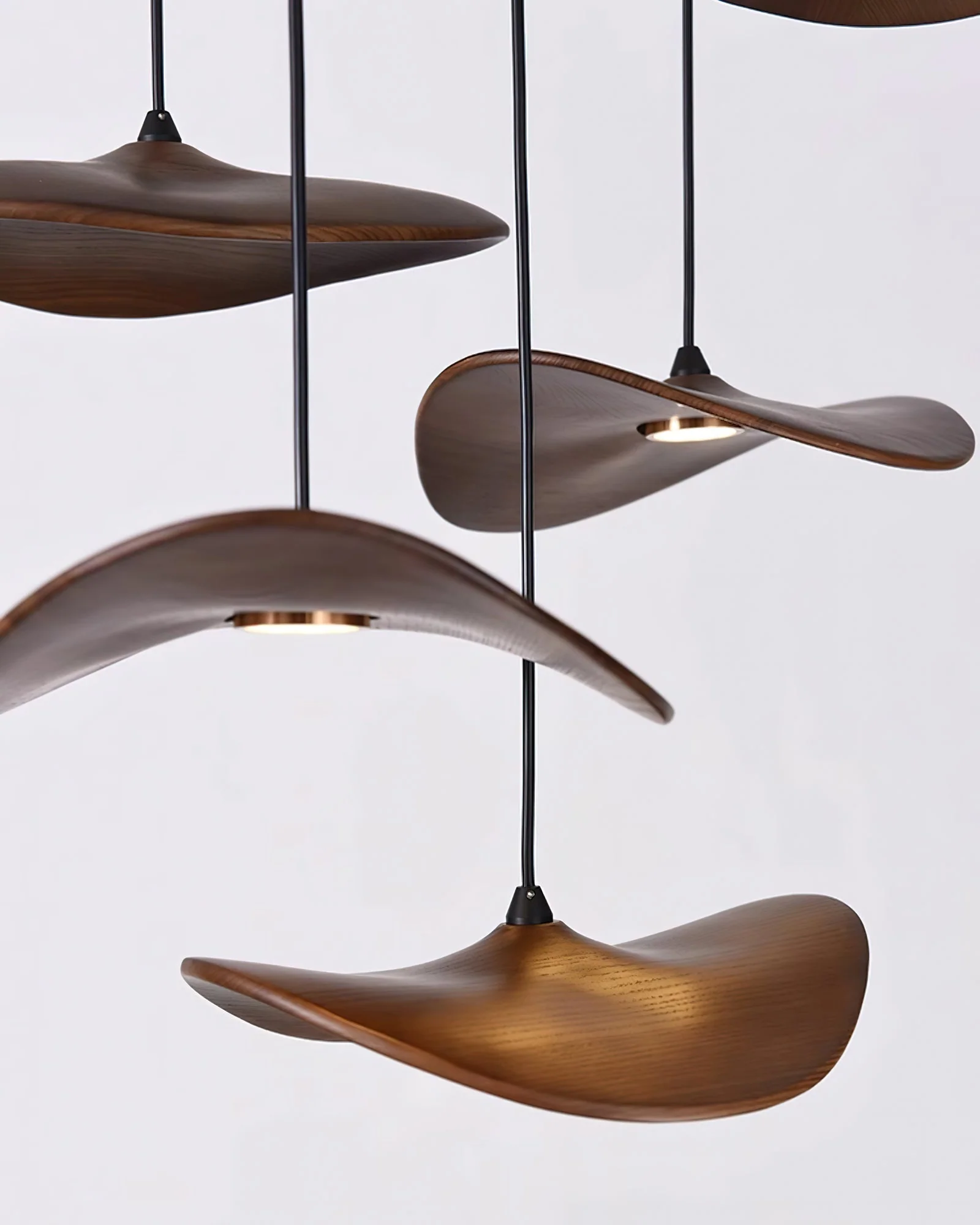 Abbott Modern Minimalist Empty Leaf Wood Chandelier - Image 11