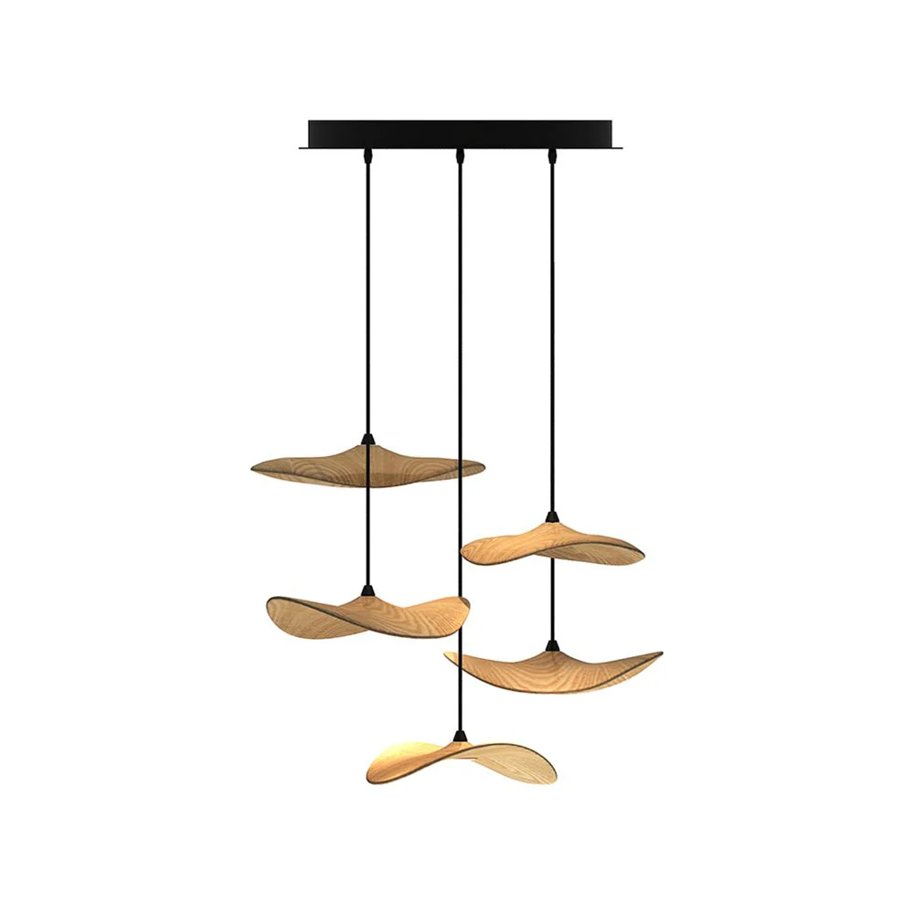 Abbott Modern Minimalist Empty Leaf Wood Chandelier - Image 22
