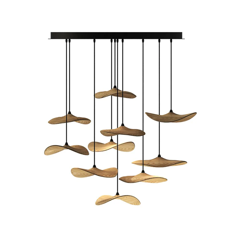 Abbott Modern Minimalist Empty Leaf Wood Chandelier - Image 26