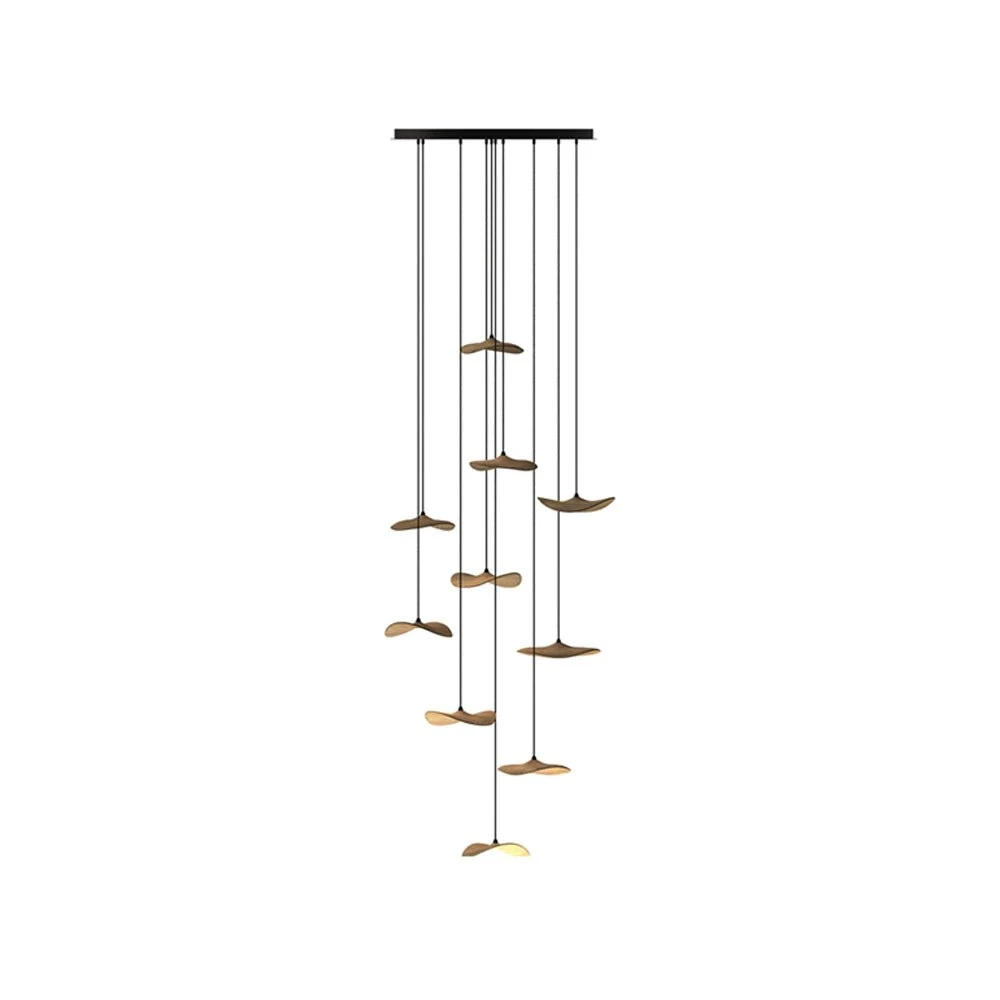 Abbott Modern Minimalist Empty Leaf Wood Chandelier - Image 27