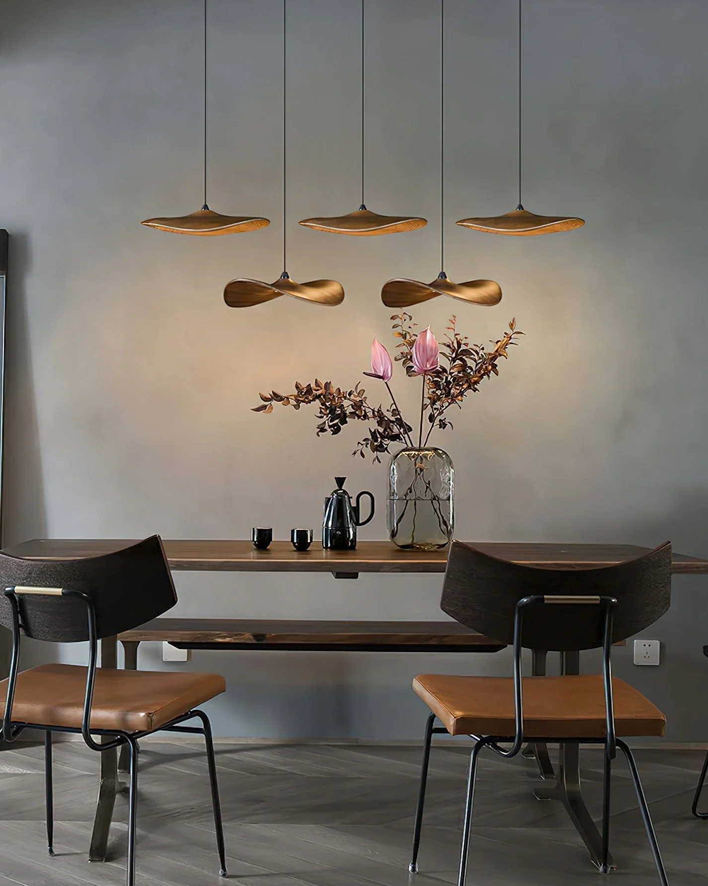 Abbott Modern Minimalist Empty Leaf Wood Chandelier - Image 3
