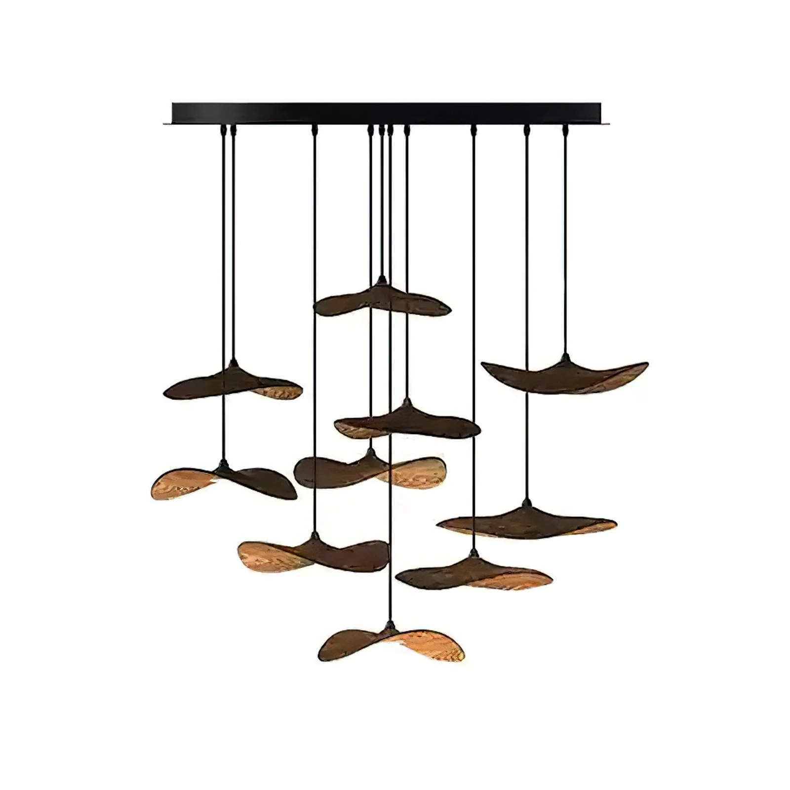 Abbott Modern Minimalist Empty Leaf Wood Chandelier - Image 36