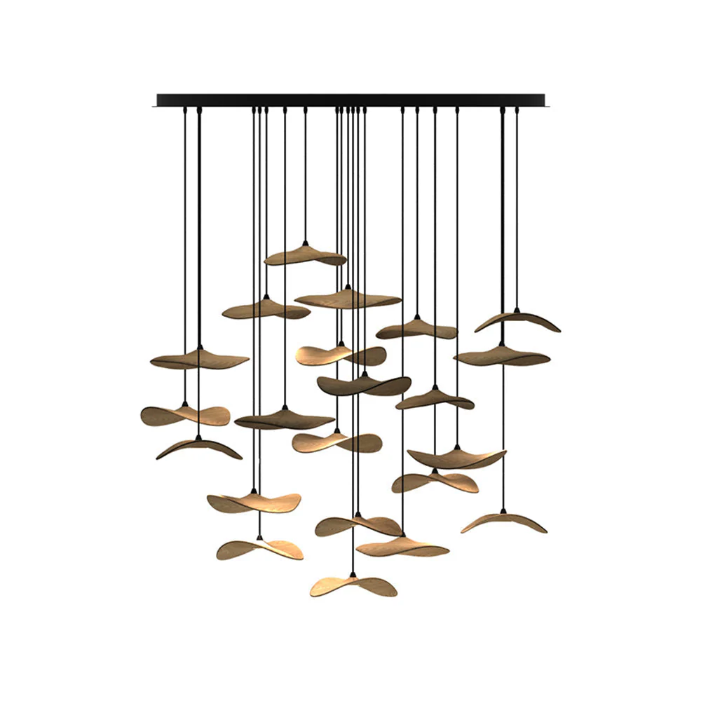 Abbott Modern Minimalist Empty Leaf Wood Chandelier - Image 42