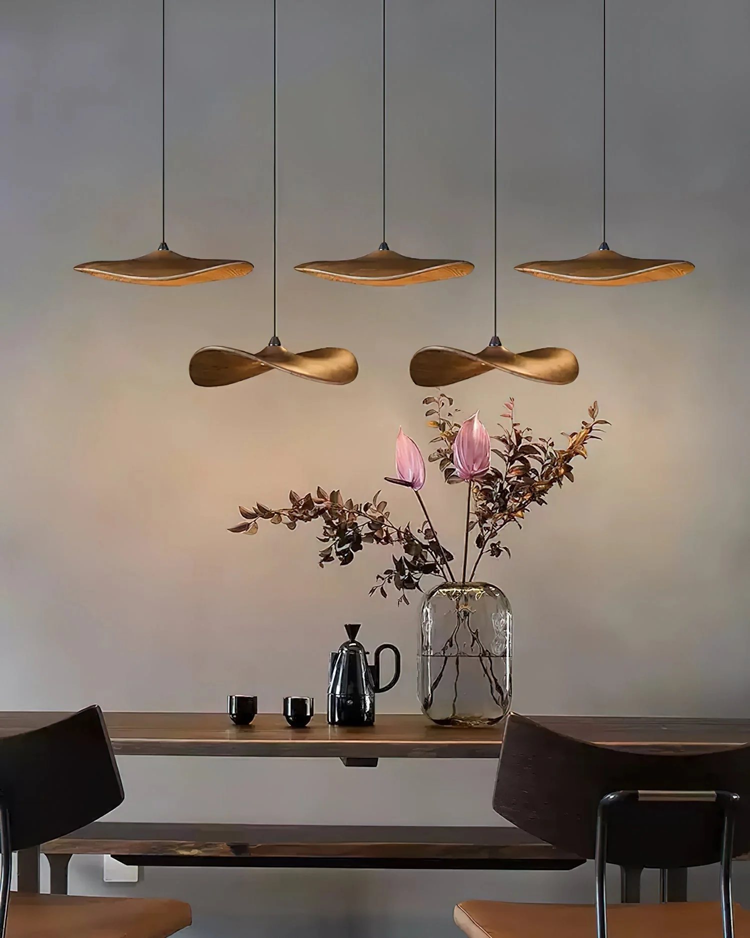Abbott Modern Minimalist Empty Leaf Wood Chandelier - Image 45
