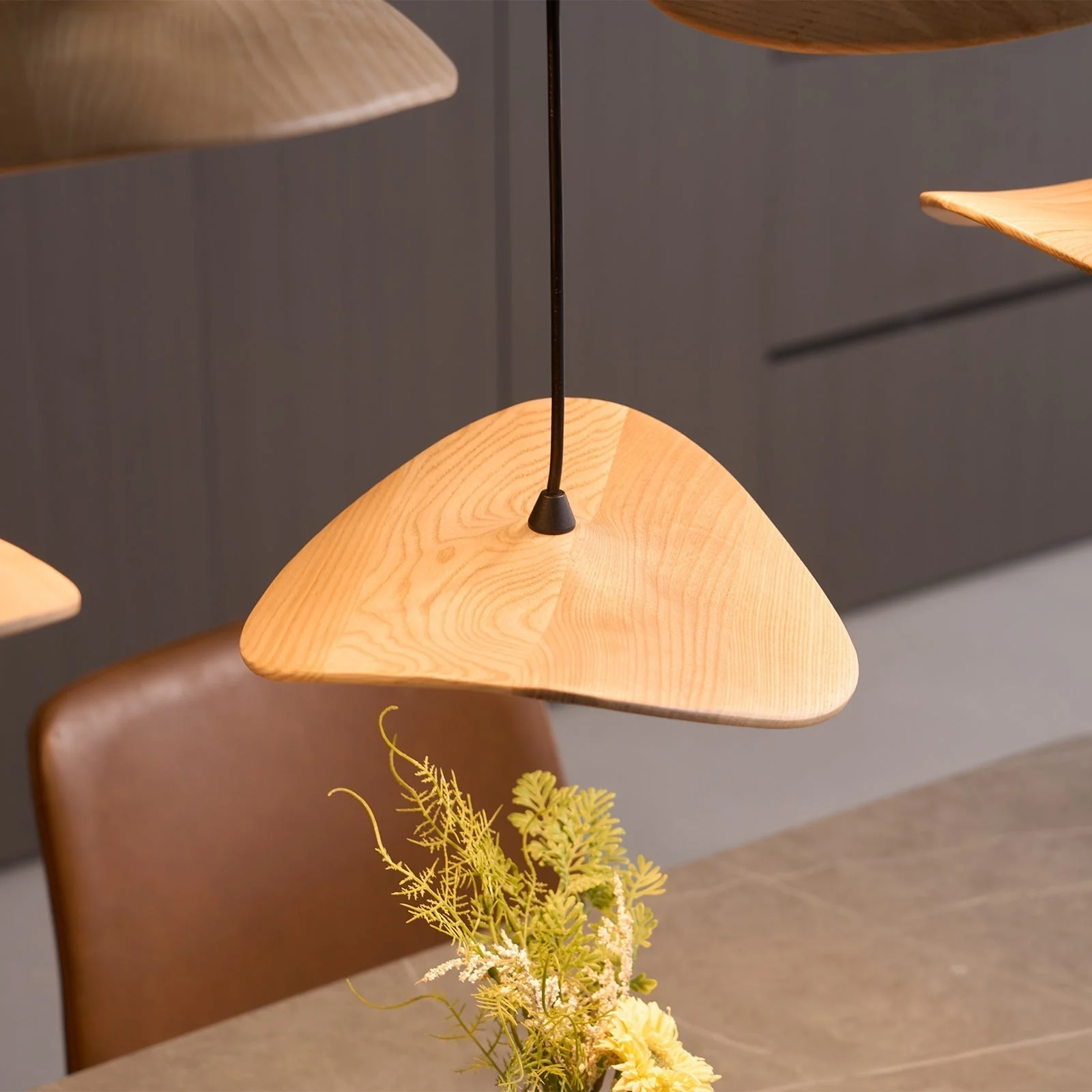 Abbott Modern Minimalist Empty Leaf Wood Chandelier - Image 47