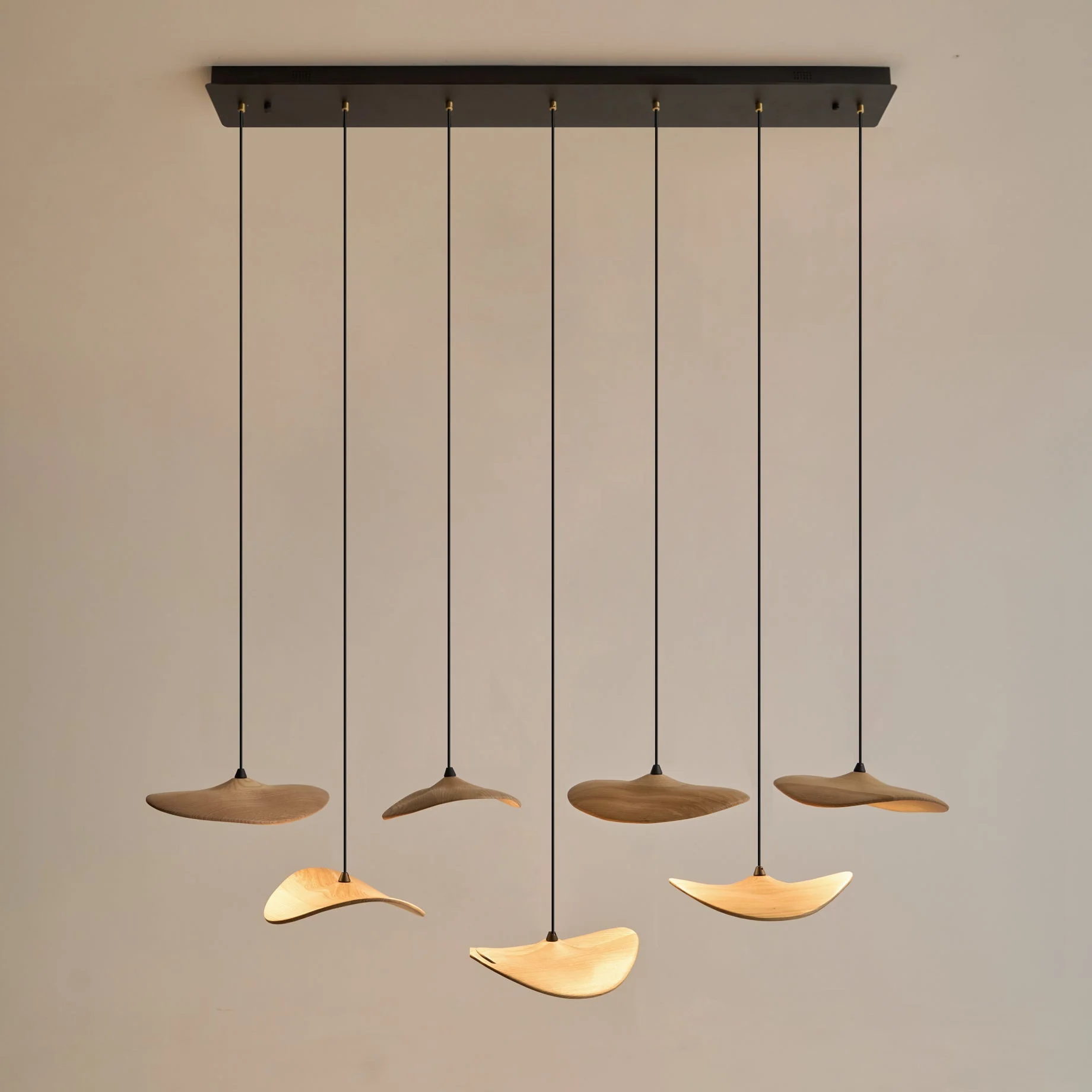 Abbott Modern Minimalist Empty Leaf Wood Chandelier - Image 48