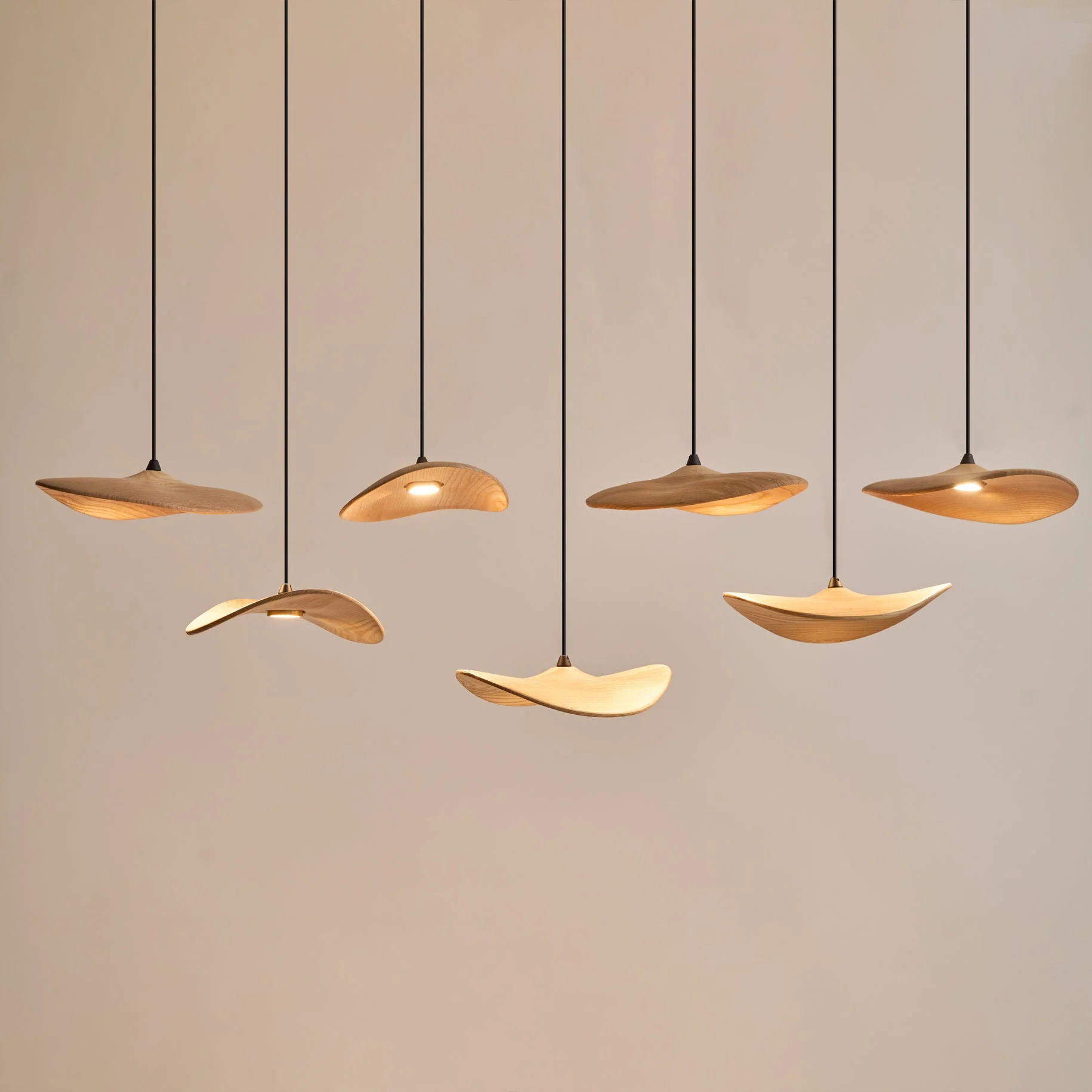 Abbott Modern Minimalist Empty Leaf Wood Chandelier - Image 53