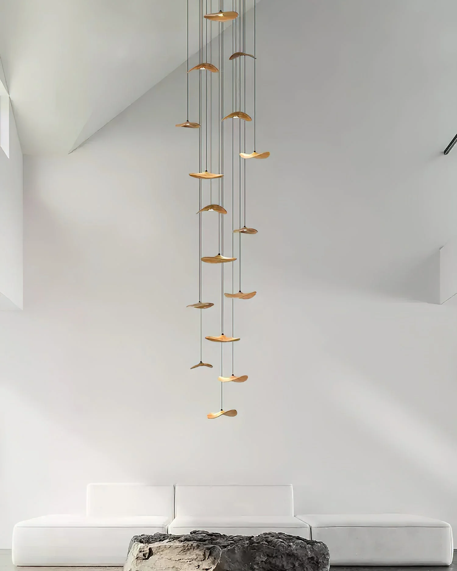 Abbott Modern Minimalist Empty Leaf Wood Chandelier - Image 6