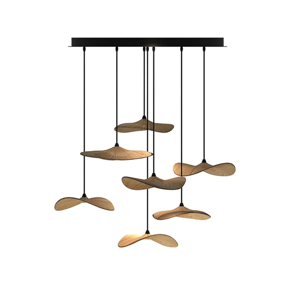 Abbott Modern Minimalist Empty Leaf Wood Chandelier - Image 71