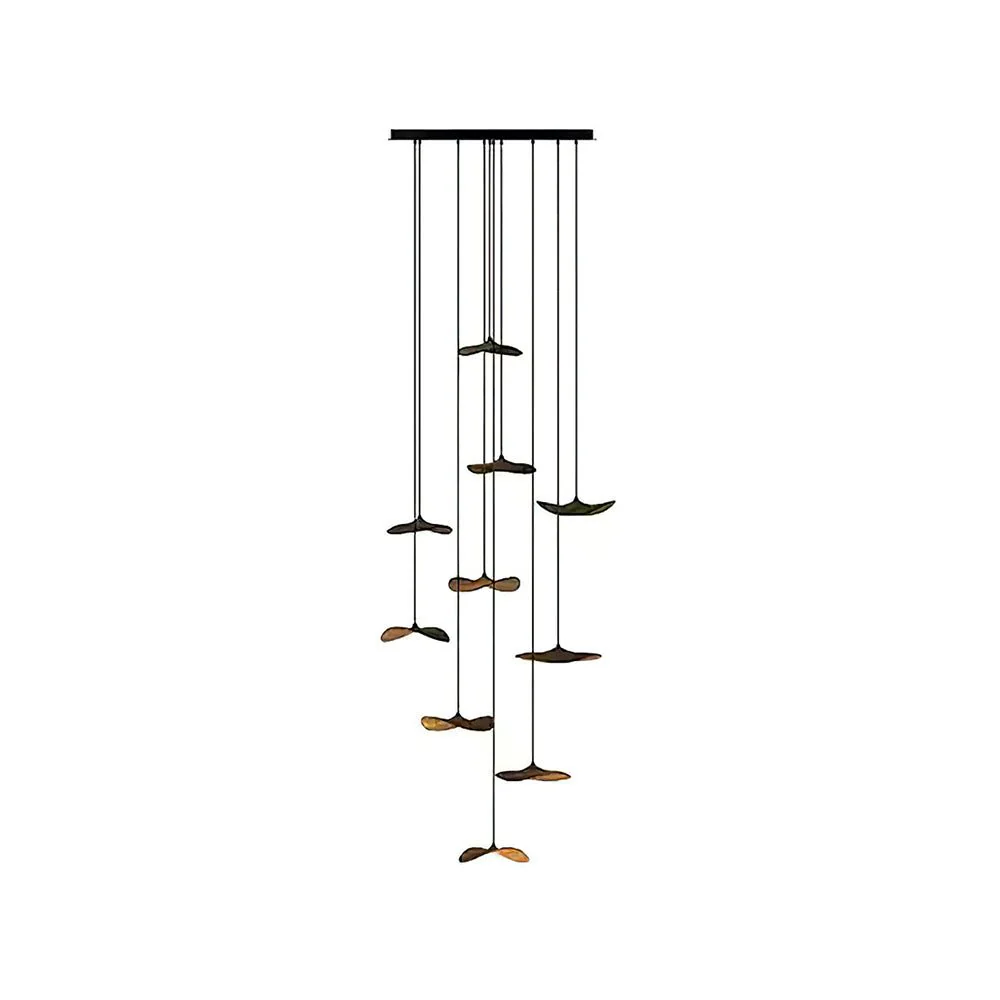 Abbott Modern Minimalist Empty Leaf Wood Chandelier - Image 77