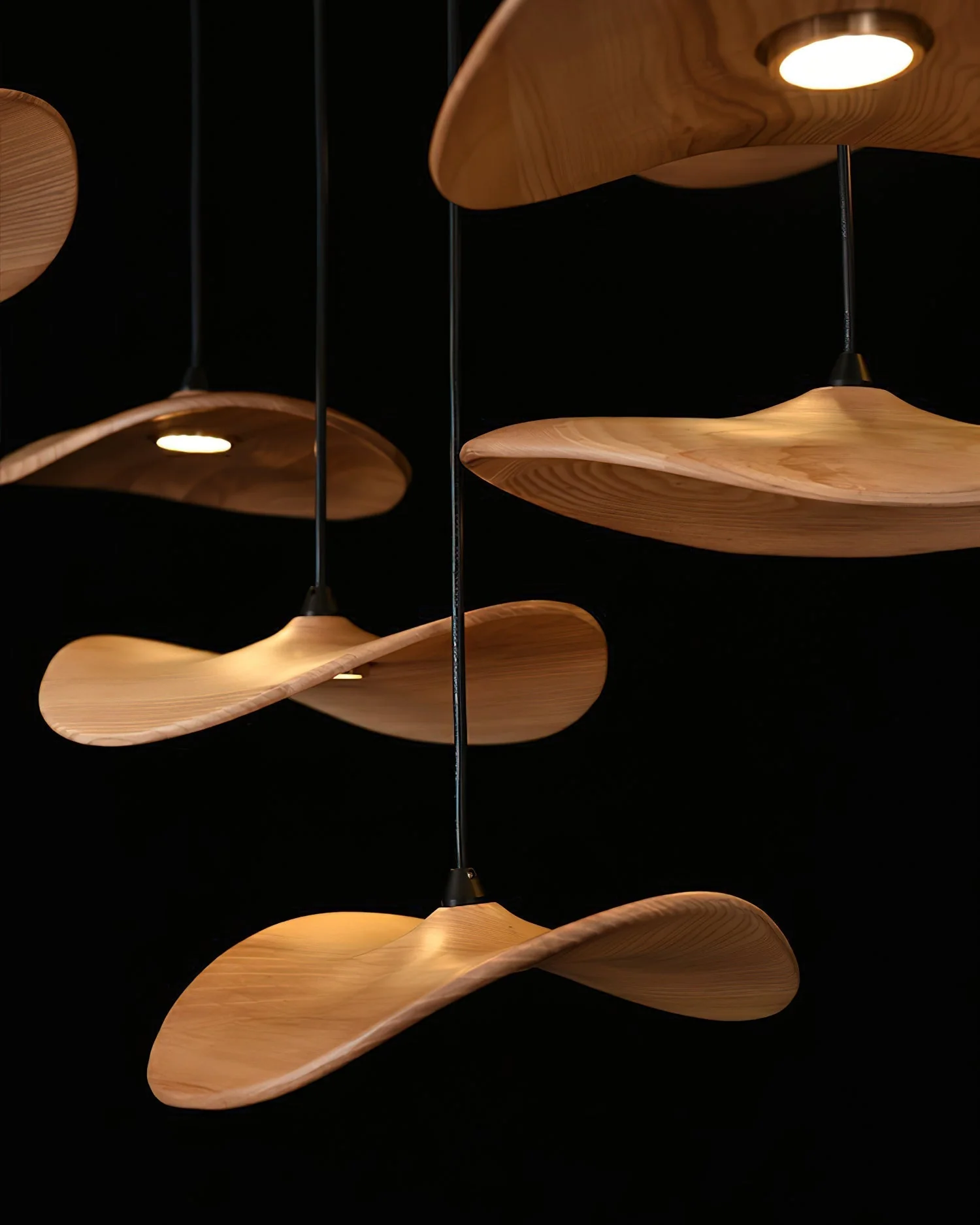 Abbott Modern Minimalist Empty Leaf Wood Chandelier - Image 8
