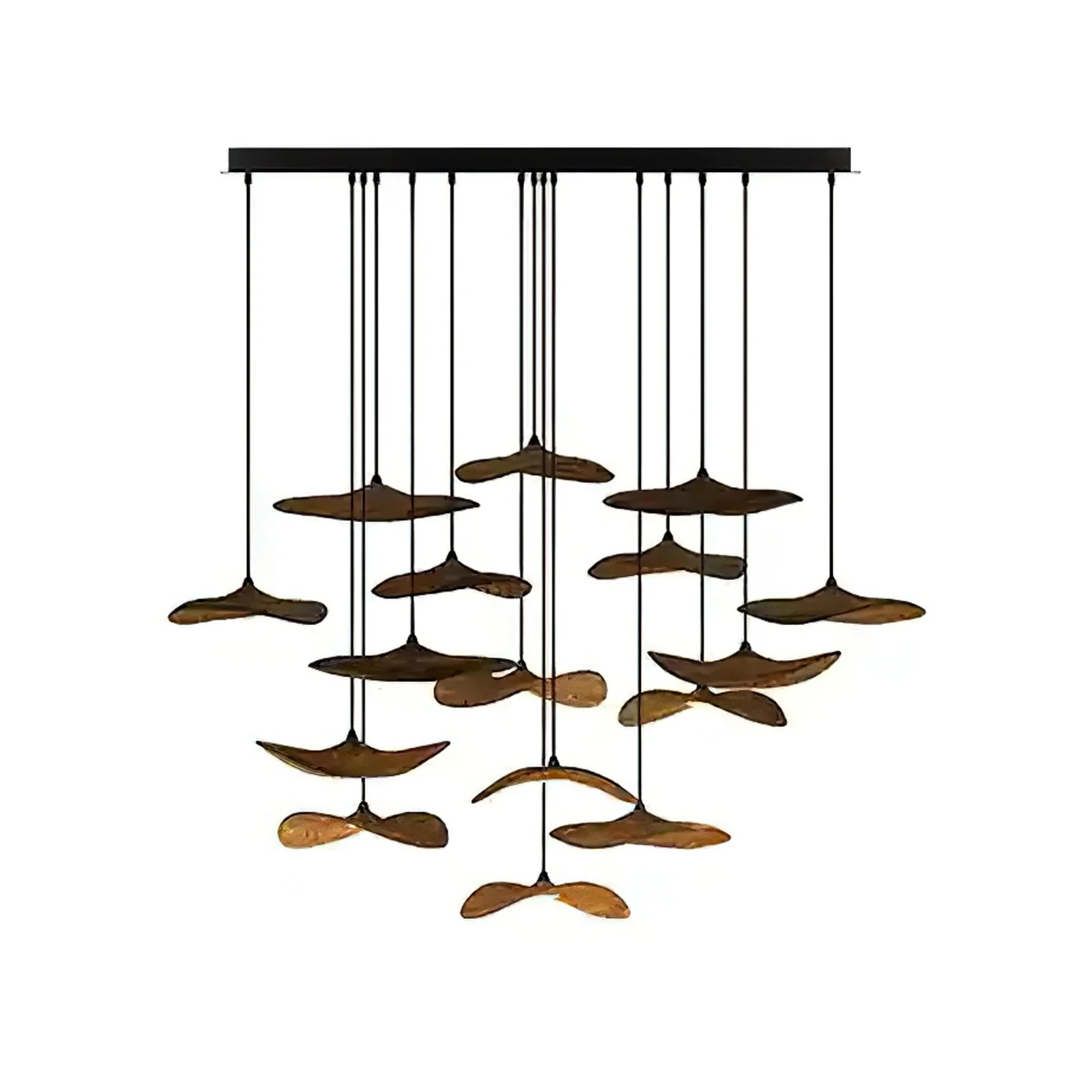 Abbott Modern Minimalist Empty Leaf Wood Chandelier - Image 80