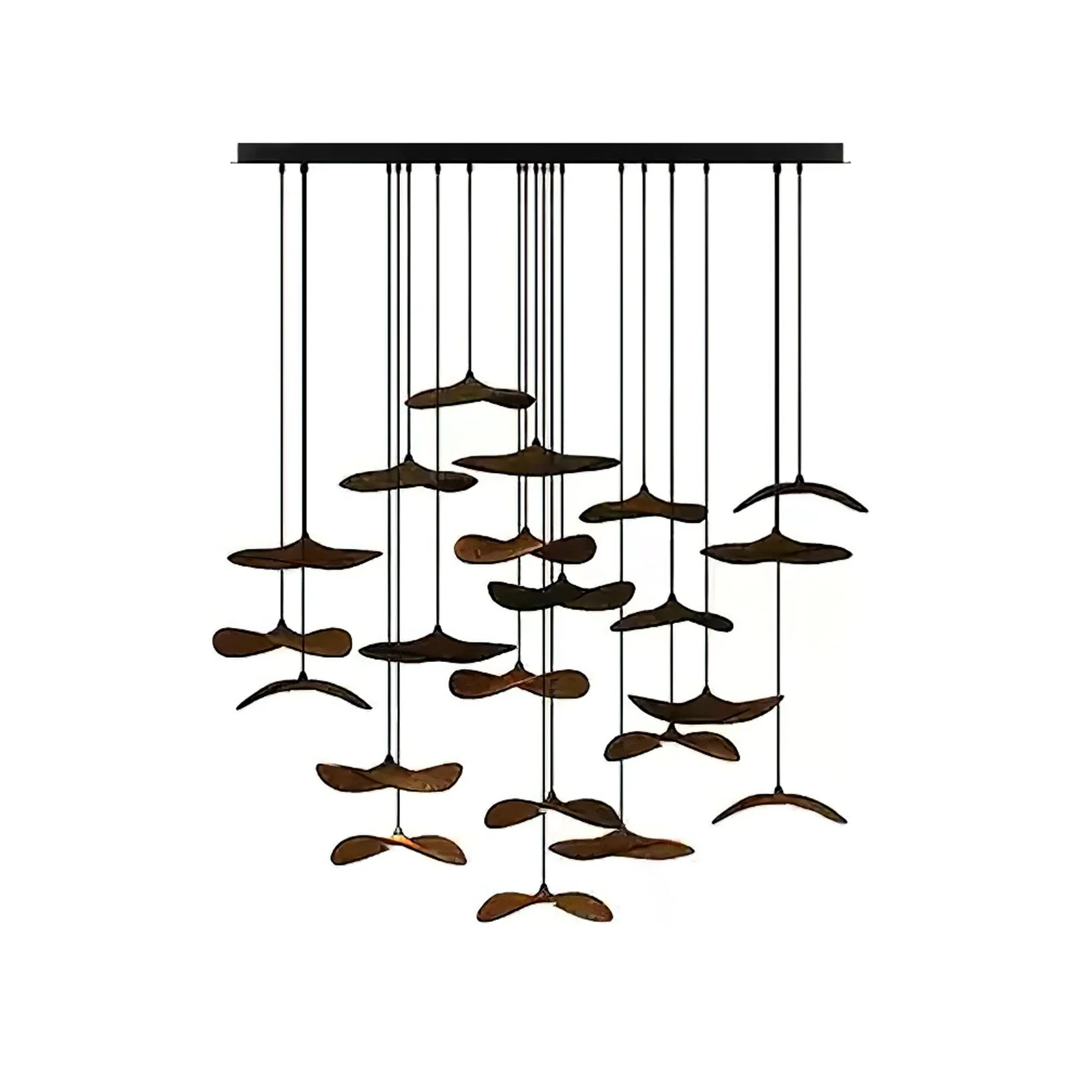Abbott Modern Minimalist Empty Leaf Wood Chandelier - Image 84