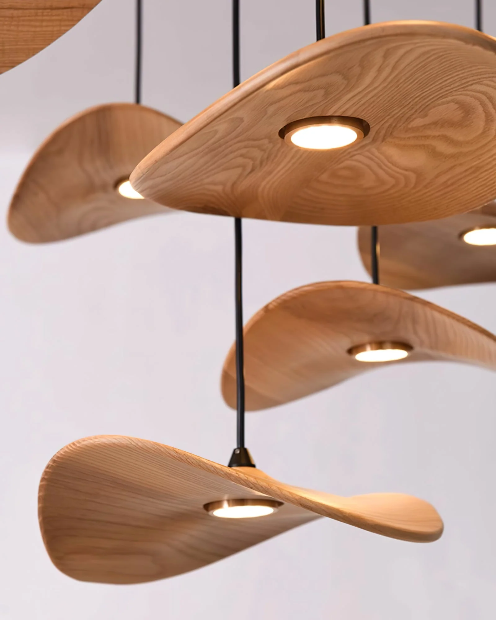 Abbott Modern Minimalist Empty Leaf Wood Chandelier - Image 9