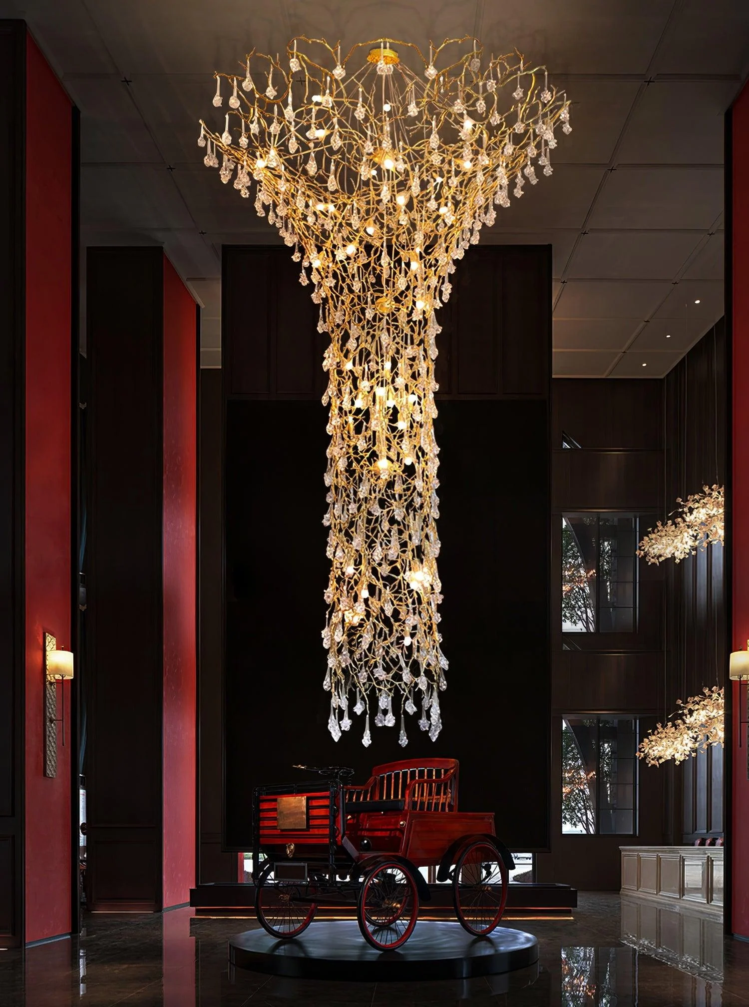 Abeleisa Tree Branch Staircase Brass Crystal Chandelier - Image 12