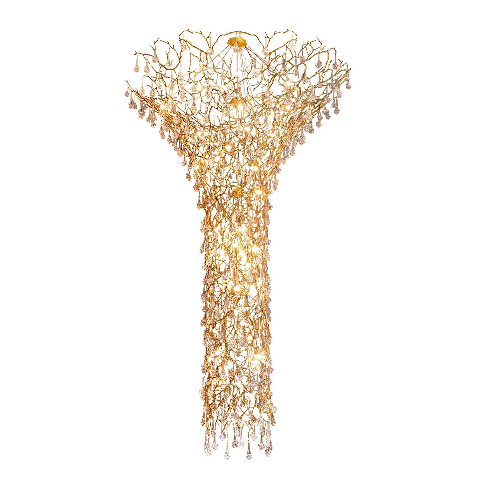 Abeleisa Tree Branch Staircase Brass Crystal Chandelier - Image 19