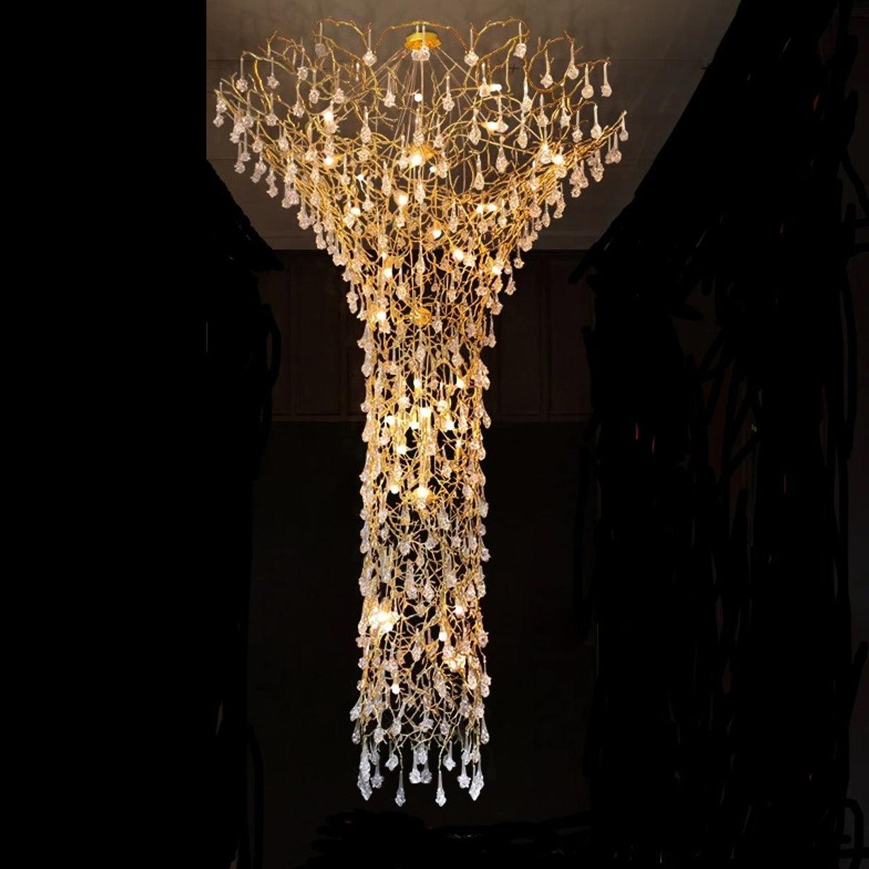 Abeleisa Tree Branch Staircase Brass Crystal Chandelier - Image 2