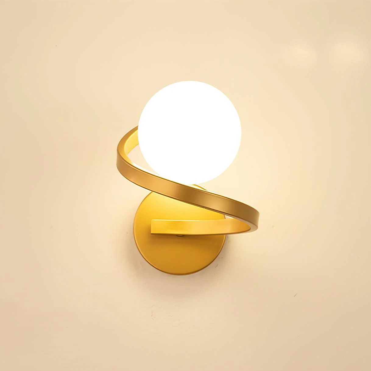 Abner Curved Modern Minimalist Brass Glass Wall Lamp - Image 8
