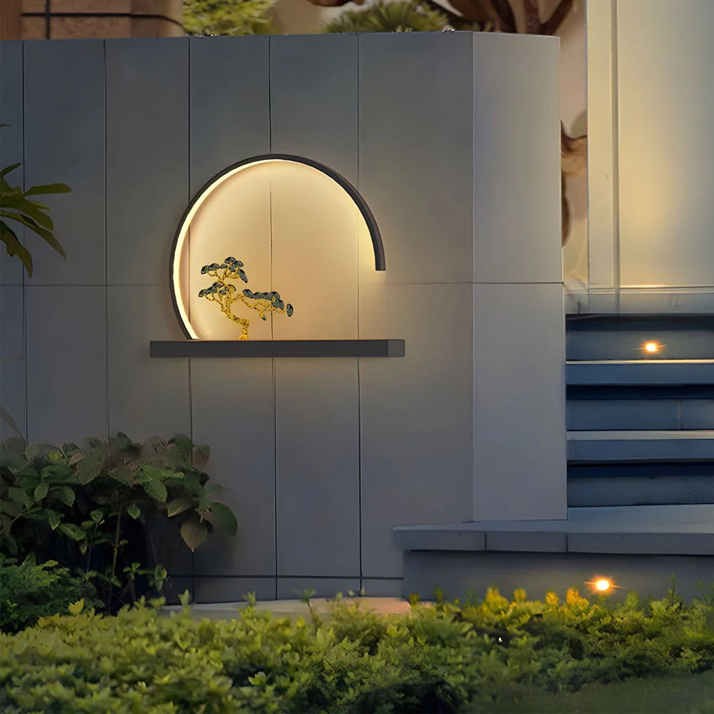 Ada Chinese Greeting Pine Steel Outdoor Wall Light - Image 3