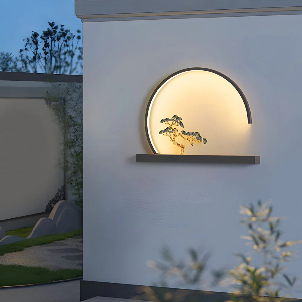 Ada Chinese Greeting Pine Steel Outdoor Wall Light - Image 4