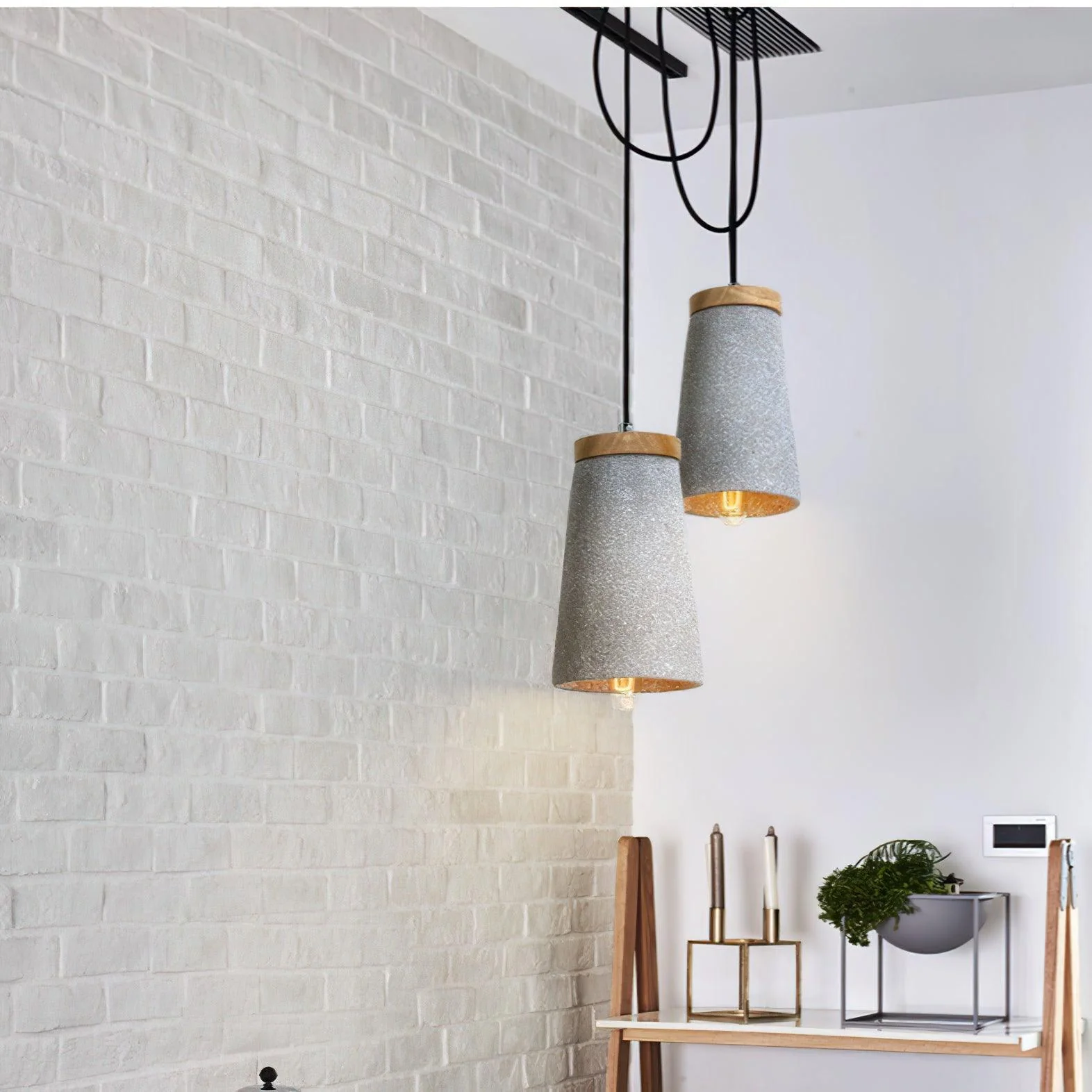 Althere Wood Cement Pendant Light - Image 16