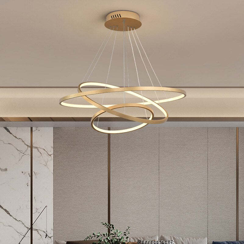 Aluna Pendant Light, Inner Ring Illuminated, White/Black/Gold - Image 5