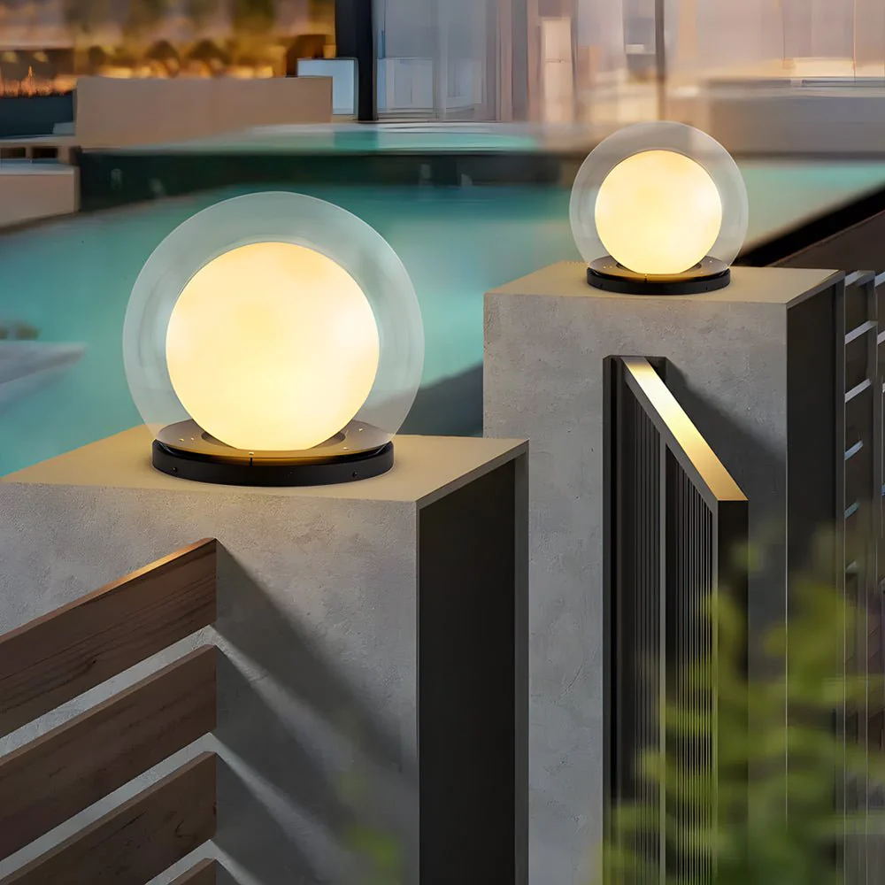 Amby Bubble Lunar Landscape Globe Steel Outdoor Lantern Light - Image 4