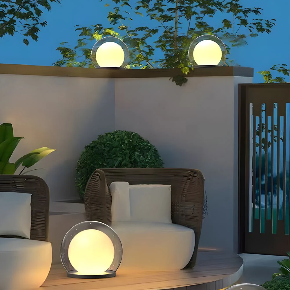 Amby Bubble Lunar Landscape Globe Steel Outdoor Lantern Light - Image 8