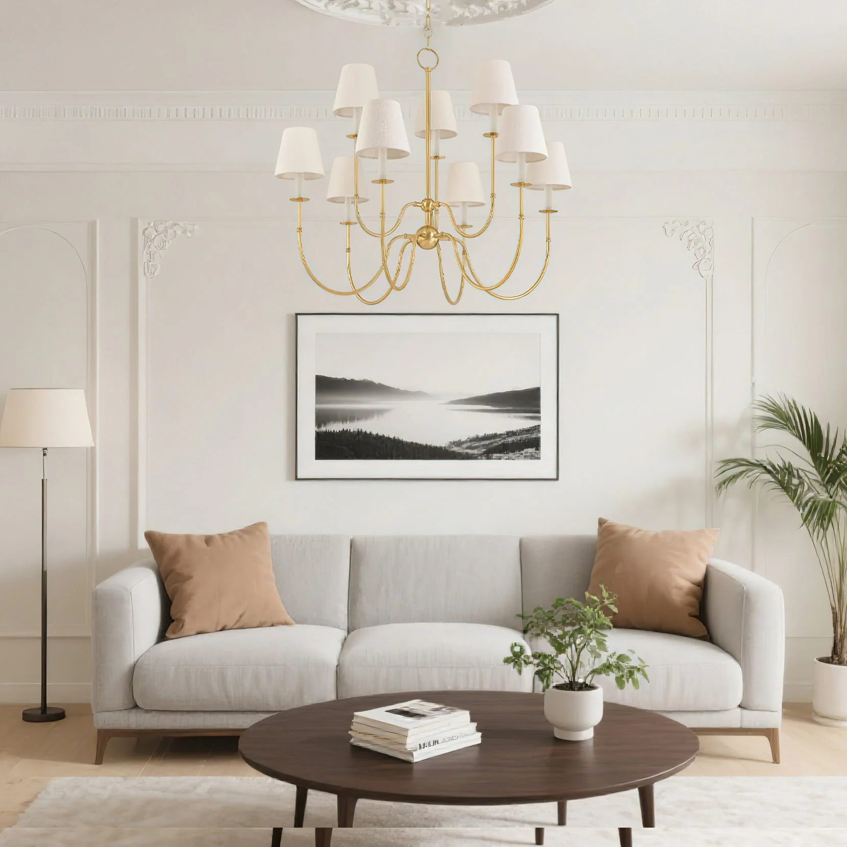 Amina Contemporary Brass Chandelier - Image 2