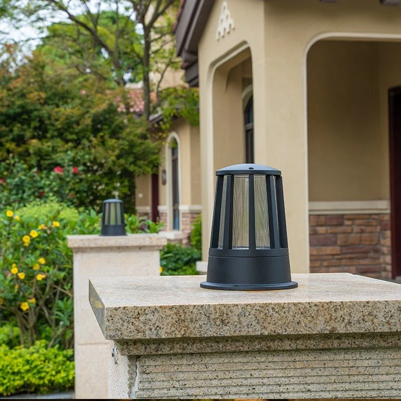 Annette Round Creative Modern Black Outdoor Pillar Lights - Image 4
