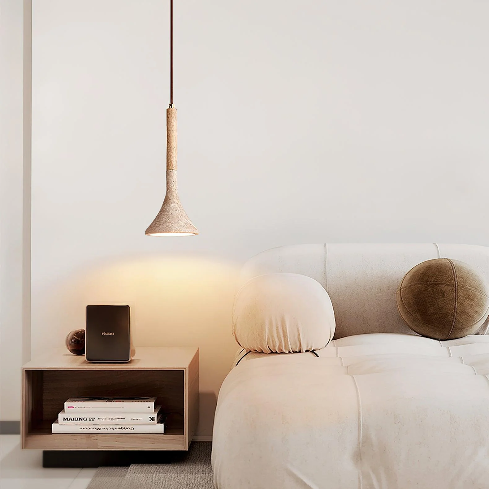 Aplomb Wabi-Sabi Travertine Pendant Light - Image 6