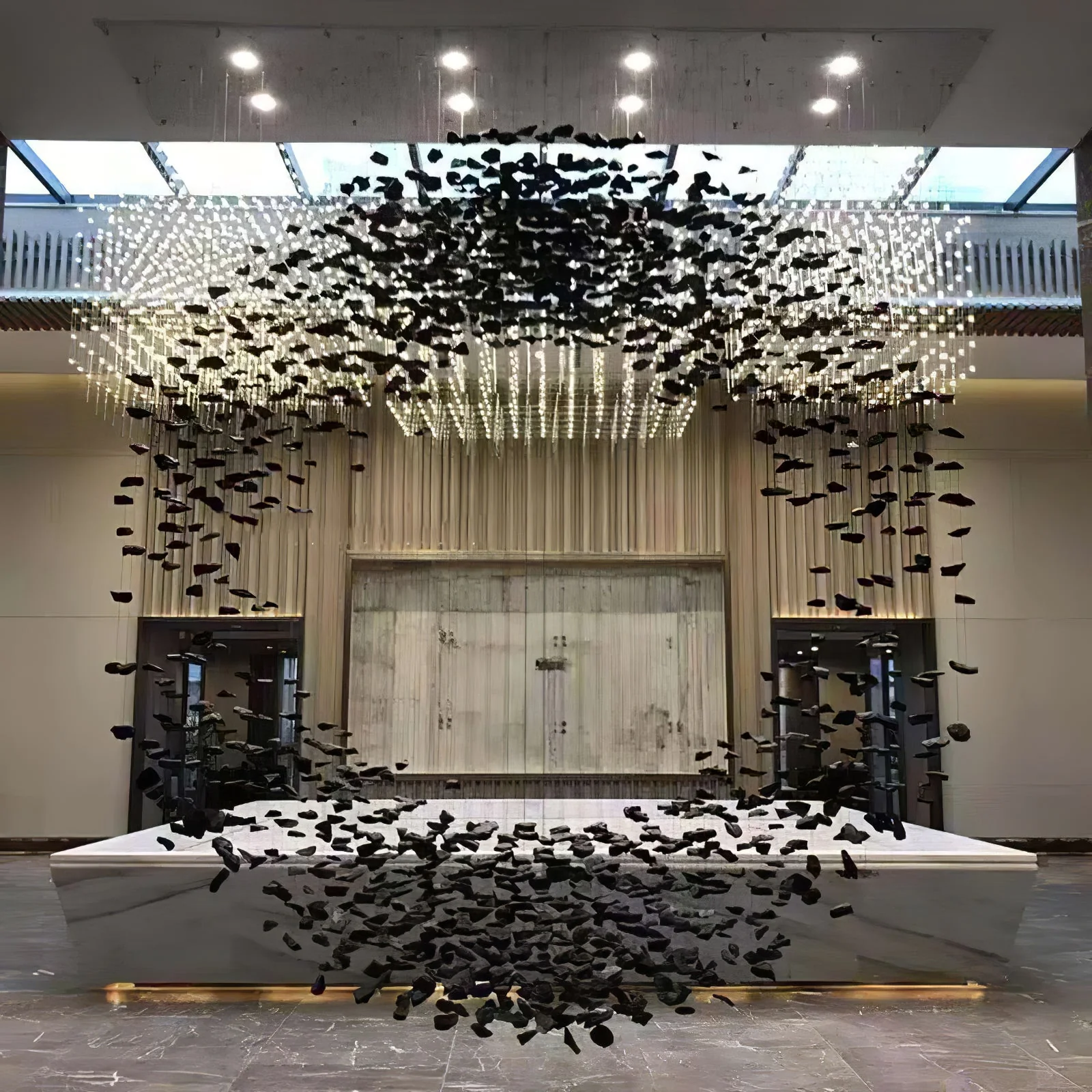Arsilus Charcoal Stone Sculptural Chandelier Orbicular - Image 8