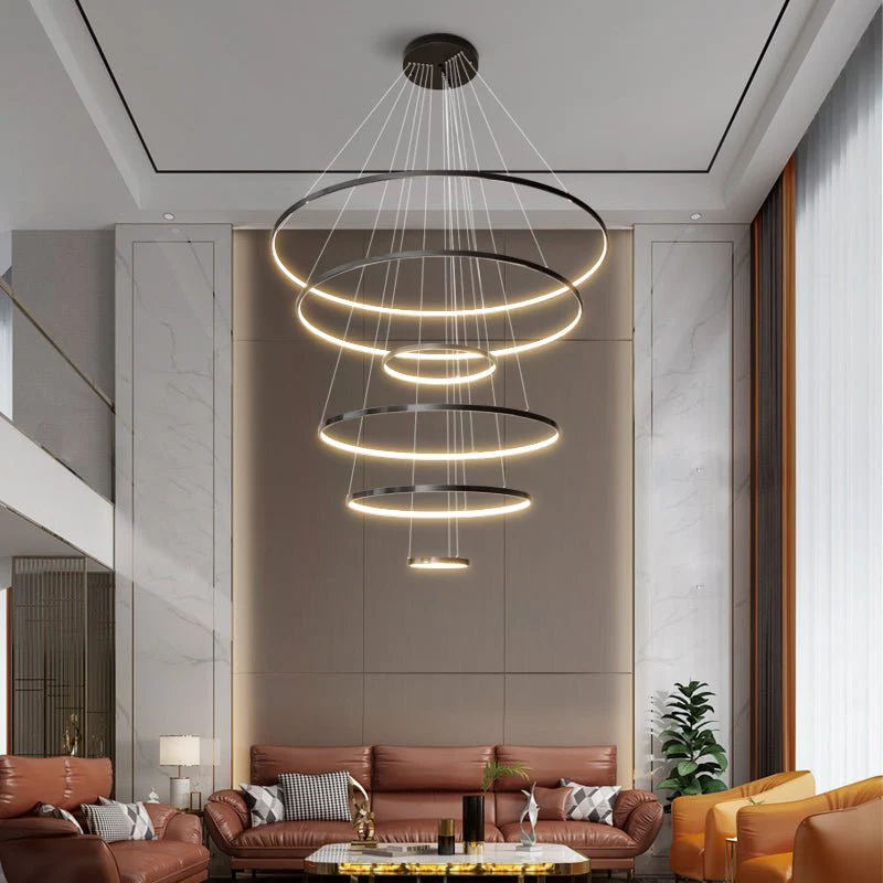 Arthaila Modern Minimalist Rings Brass Plastic Chandelier - Image 12