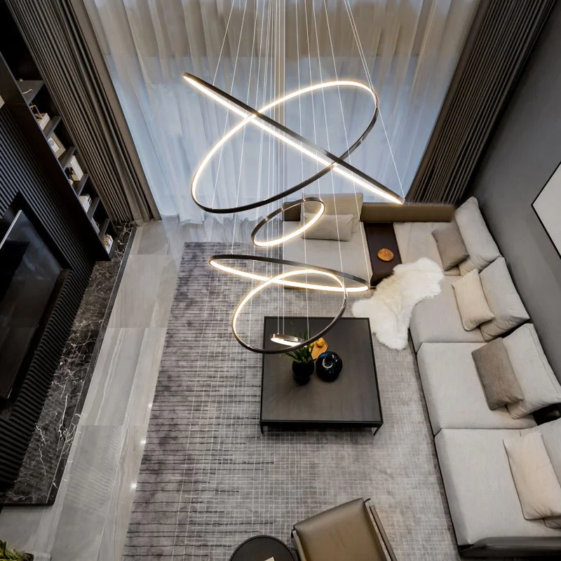 Arthaila Modern Minimalist Rings Brass Plastic Chandelier - Image 16
