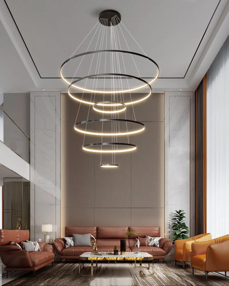 Arthaila Modern Minimalist Rings Brass Plastic Chandelier - Image 28