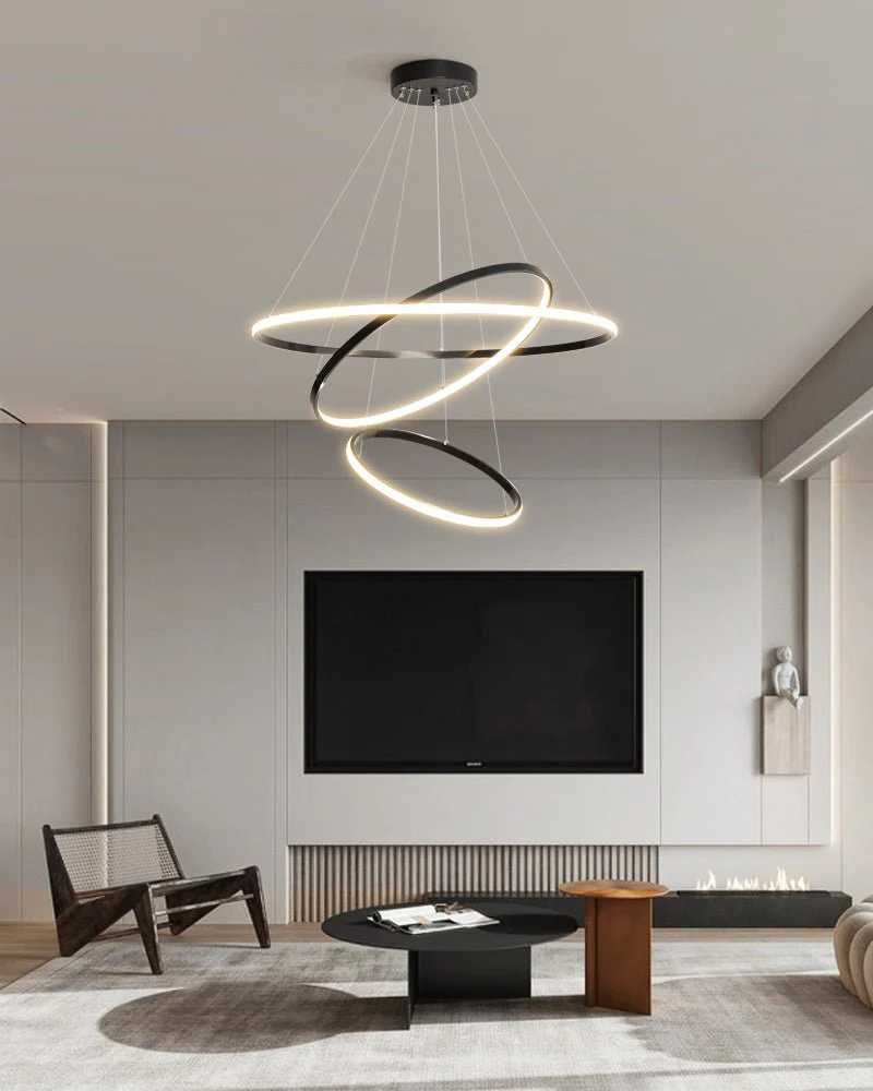 Arthaila Modern Minimalist Rings Brass Plastic Chandelier - Image 31