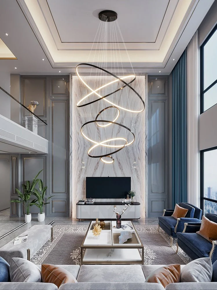 Arthaila Modern Minimalist Rings Brass Plastic Chandelier - Image 34
