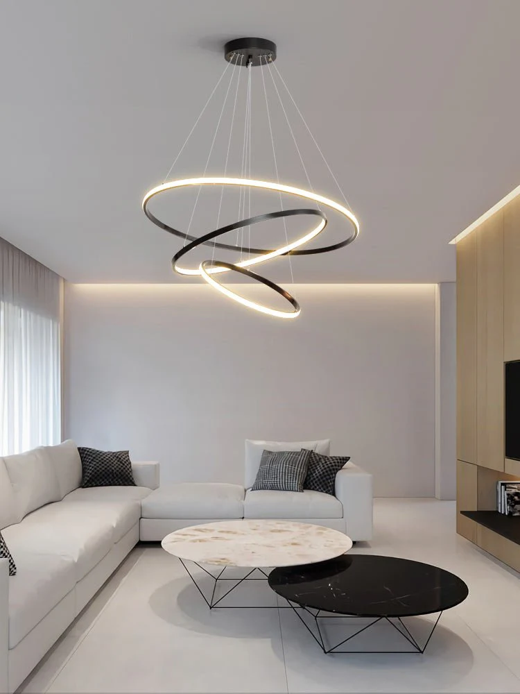 Arthaila Modern Minimalist Rings Brass Plastic Chandelier - Image 37