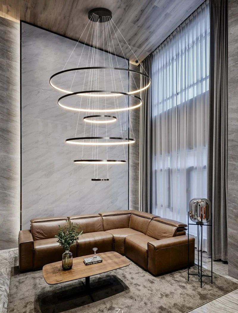 Arthaila Modern Minimalist Rings Brass Plastic Chandelier - Image 40