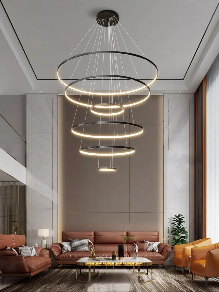 Arthaila Modern Minimalist Rings Brass Plastic Chandelier - Image 45