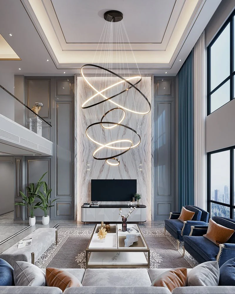 Arthaila Modern Minimalist Rings Brass Plastic Chandelier - Image 52