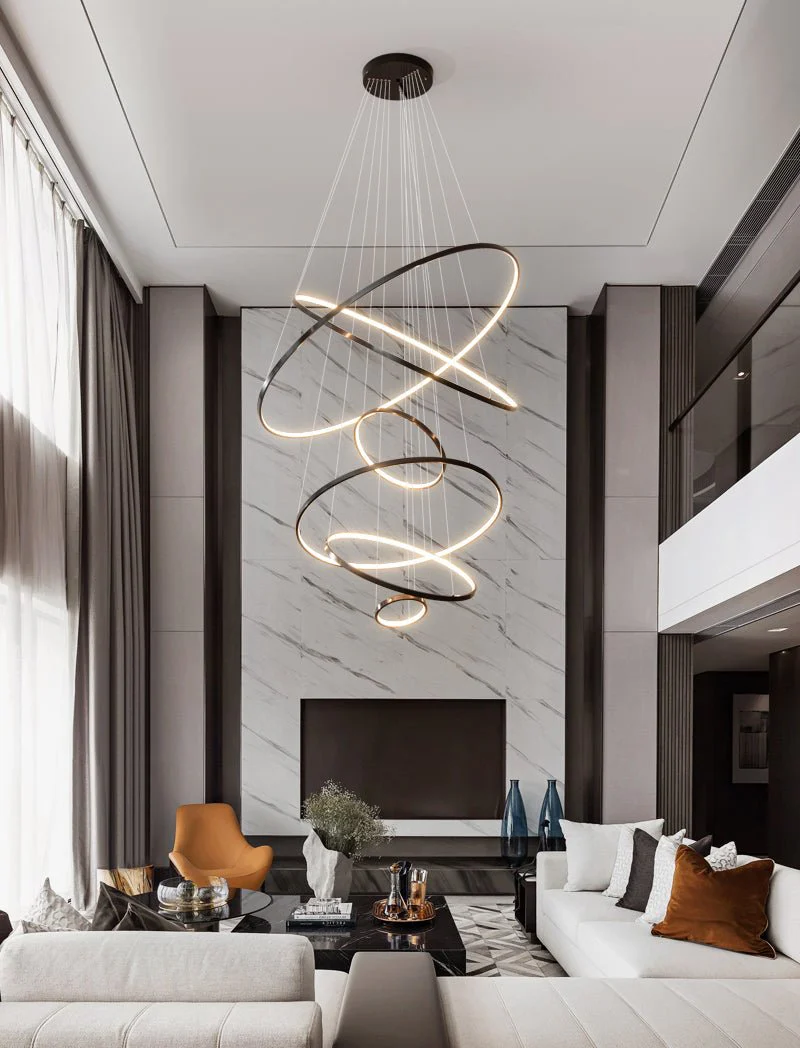 Arthaila Modern Minimalist Rings Brass Plastic Chandelier - Image 53