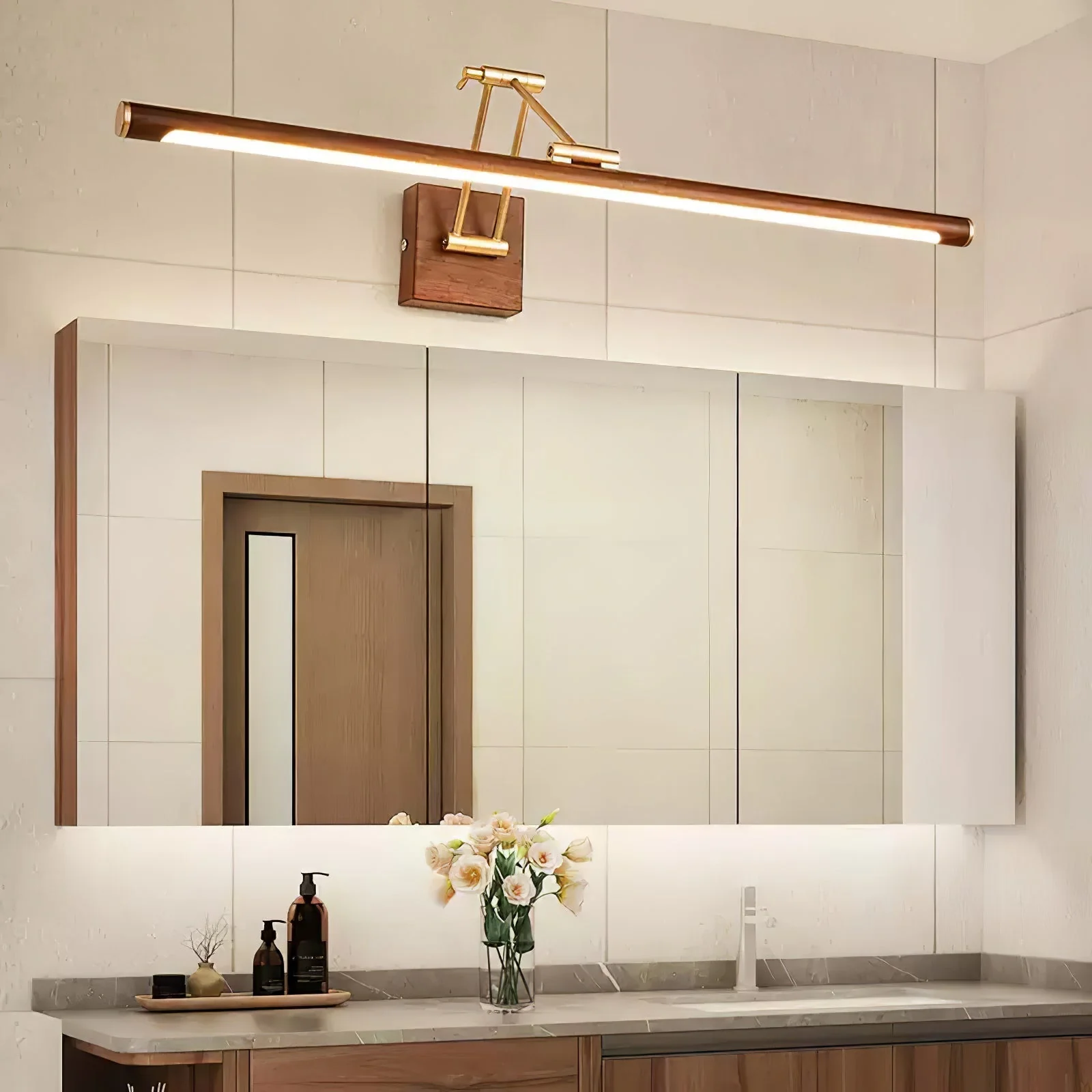 Arvararae Walnut Color Linear Adjustable Wall Light - Image 11