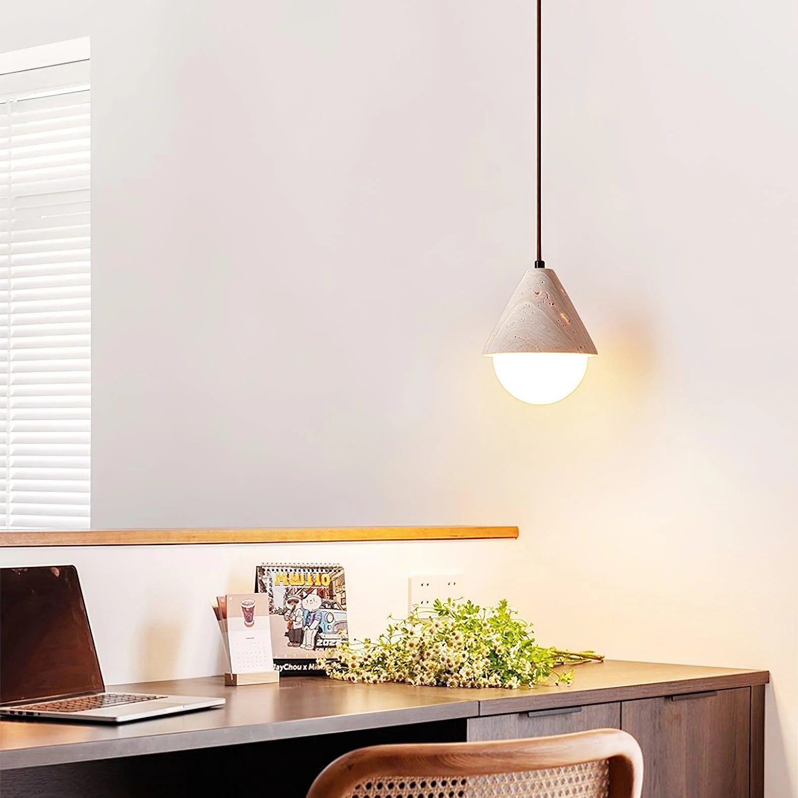 Aslo Minimalist Travertine Pendant Light - Image 5