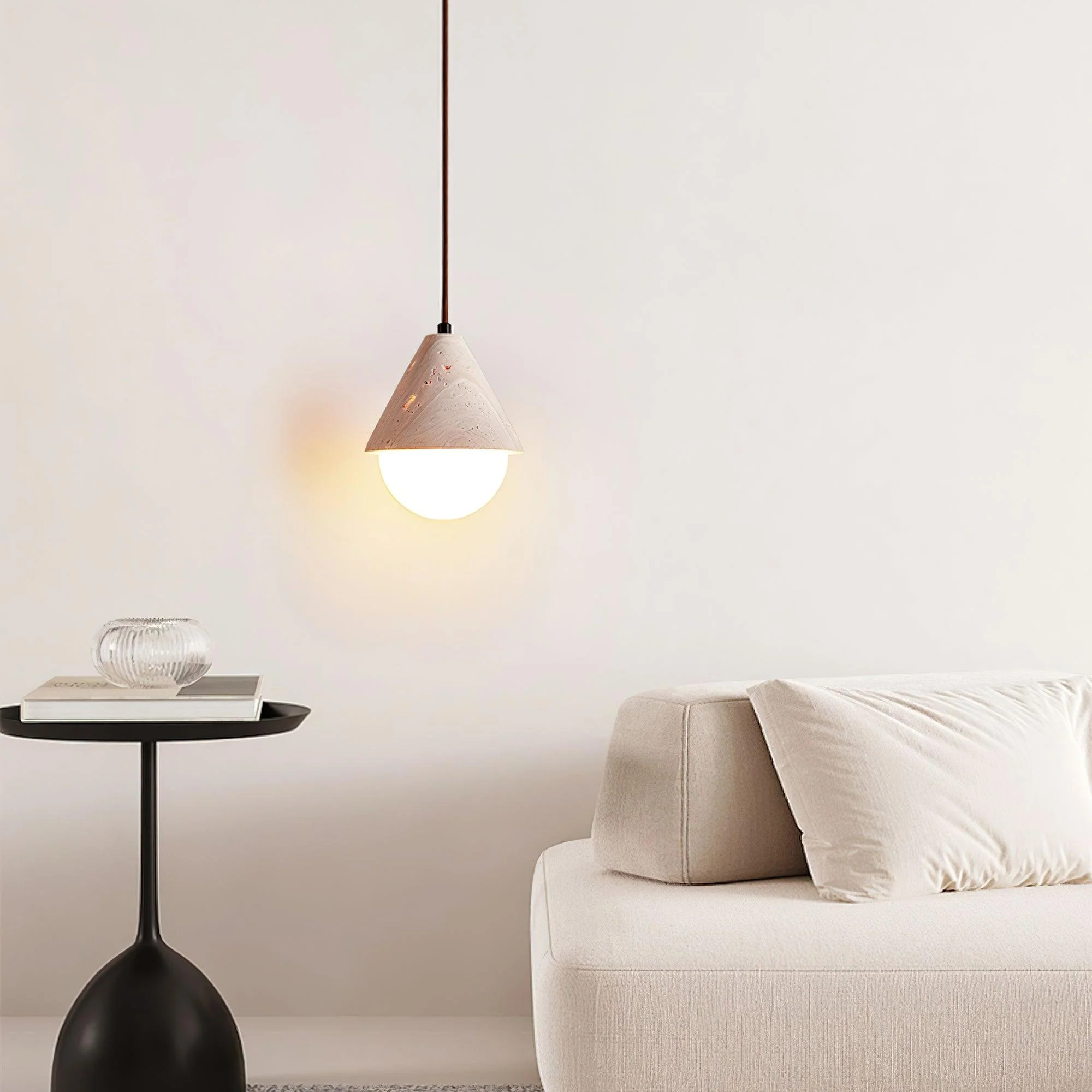 Aslo Minimalist Travertine Pendant Light - Image 6