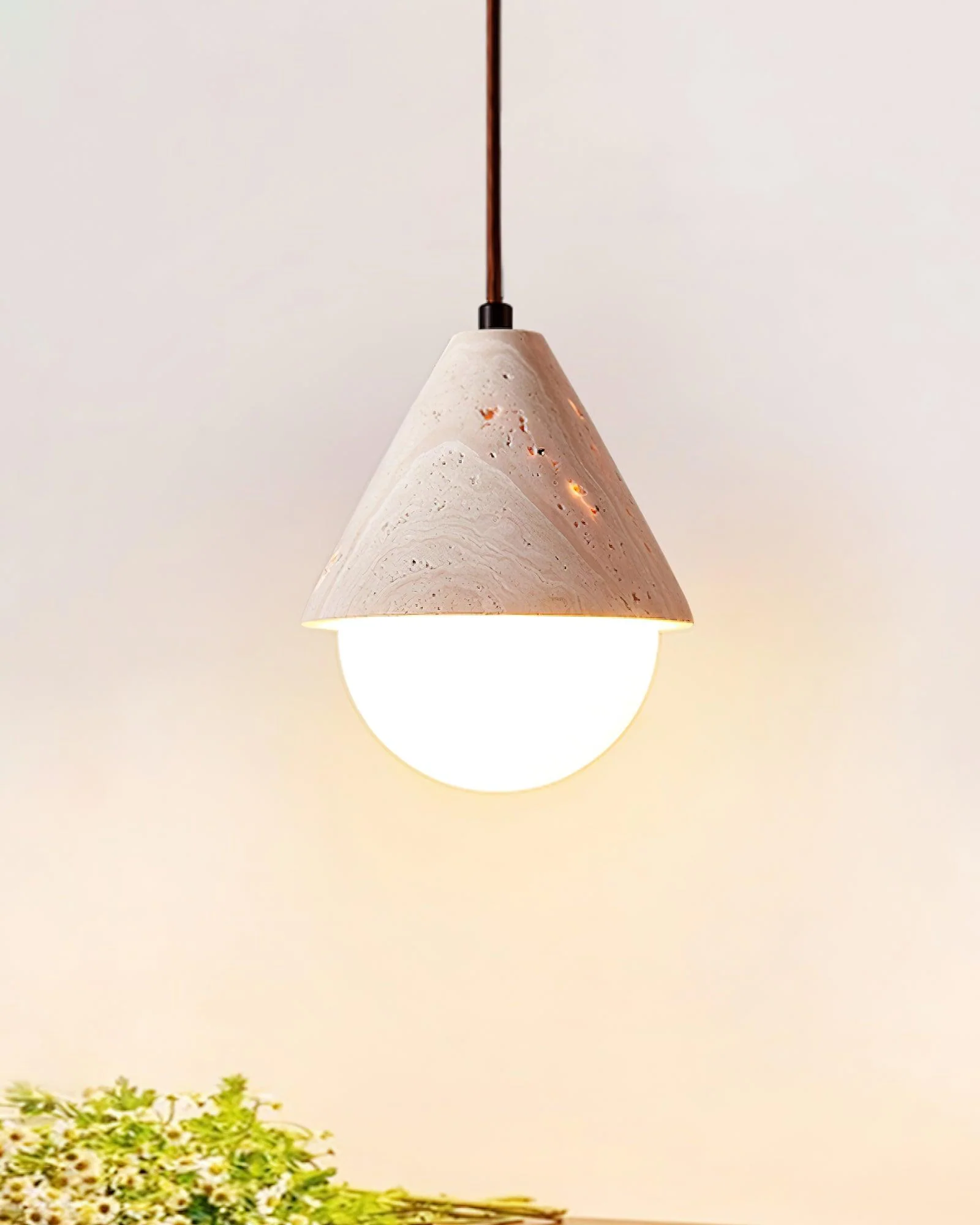 Aslo Minimalist Travertine Pendant Light - Image 8