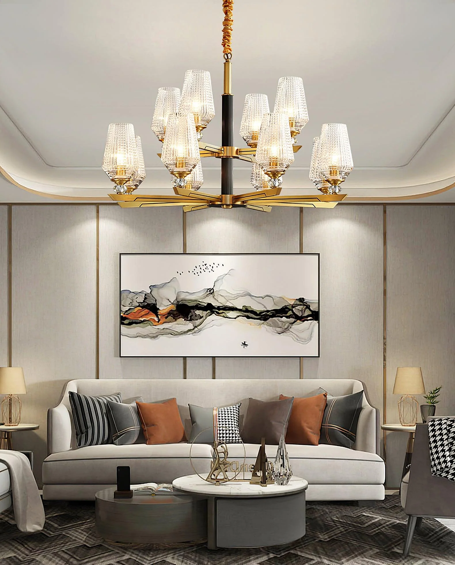 Astra Luxury Hexa Brass Chandelier - Image 12