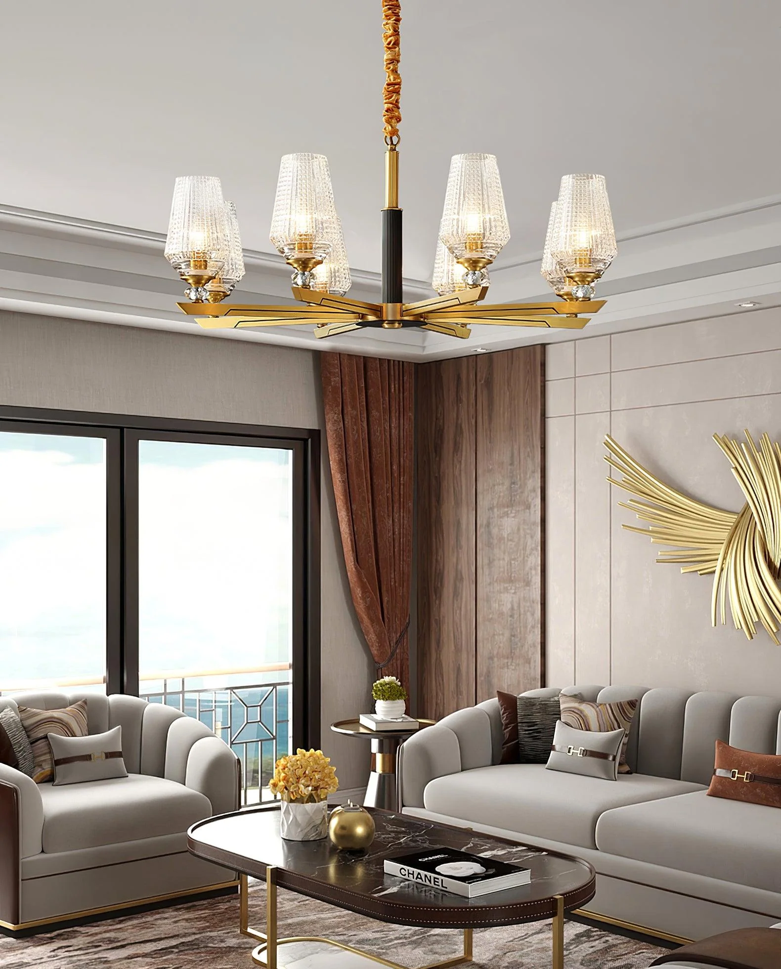 Astra Luxury Hexa Brass Chandelier - Image 17